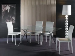 Tavolo scrivania in vetro e metallo Glam Cromo