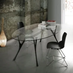 Tavolo scrivania ovale Perseo Glass