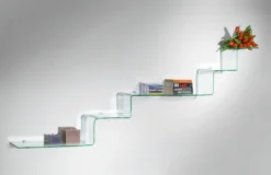 Tre mensole design moderno in vetro 100 cm Ladder